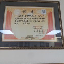 Chong's Wing Chun & Bak Mei Kung Fu Association - Bok Mei Certification and permission to teach in the US.