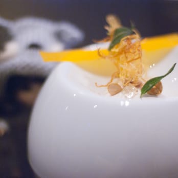 Alinea - three layered dish of rabbit. - New American Near Me - Chicago, Illinois Alinea - three layered dish of rabbit. - New American Near Me - Chicago, Illinois