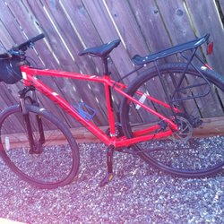 Here By Cycle - Norco XFR hybrid available in M and L adult sizes.
