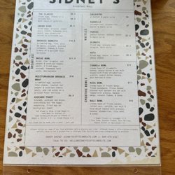 Sidney’s Coffee & Eats - Their menu