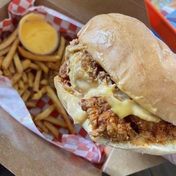 Bad Chx - Cheesy Chicken Sandwich with Fries - Food Trucks Near Me - Houston, Texas