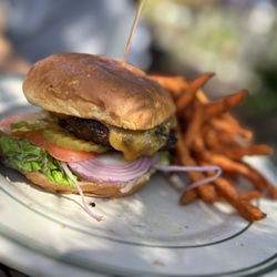 Windy Ridge Cafe - Cheese Burger & Sweet Potato Fries was delicious