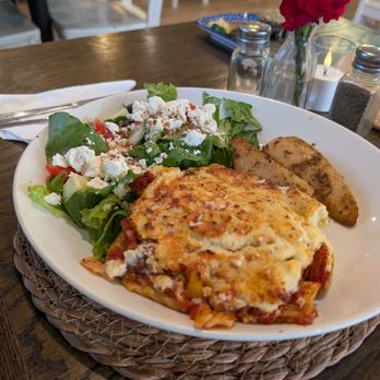 Zito Greek Kitchen - Pastitsio with a very fresh greek salad and tasty potatoes - Greek Near Me - Mount Airy, North Carolina Zito Greek Kitchen - Pastitsio with a very fresh greek salad and tasty potatoes - Greek Near Me - Mount Airy, North Carolina