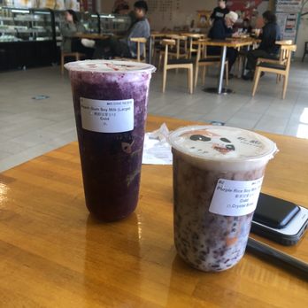 Timeless Tea - Grape tea on left, Purple Rice Soy Milk on the right - Desserts Near Me - Seattle, Washington Timeless Tea - Grape tea on left, Purple Rice Soy Milk on the right - Desserts Near Me - Seattle, Washington