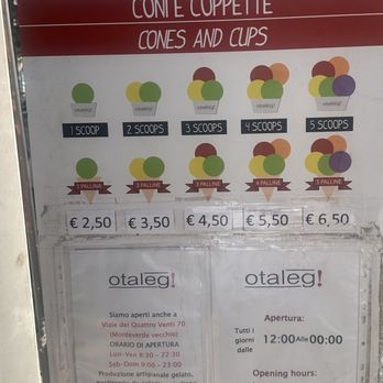 Otaleg - Hours/ prices/ sizes. - Ice Cream & Frozen Yogurt Near Me - Rome, RM