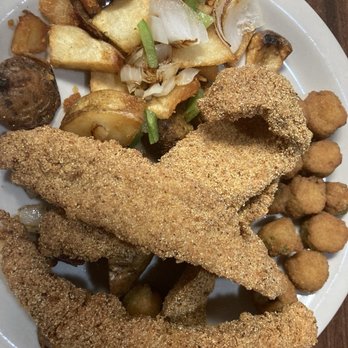 John's Cafe Plano - Catfish Platter 4 pieces! Huge! - Breakfast & Brunch Near Me - Plano, Texas