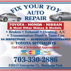 Fix Your Toy Auto Repair - Display ad from the Ziplocal's Manassas & Manassas Park Directory