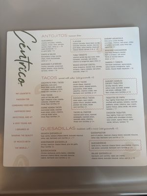 Menu photo 1 Centrico Anaheim, CA