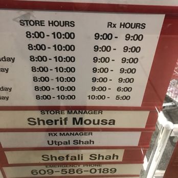 CVS Pharmacy - Hours of operation, very limited and big difference between store and pharmacy. - Drugstores Near Me - Trenton, New Jersey