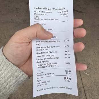 The Dim Sum - Receipt prices - Dim Sum Near Me - Westminster, California The Dim Sum - Receipt prices - Dim Sum Near Me - Westminster, California