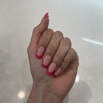 Levon Nail Lounge - Square Acrylic with French Tip - Nail Salons Near Me - Upland, California