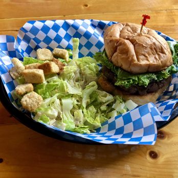 Mary's McKinley View Lodge - Hamburger and Caesar salad - Vacation Rentals Near Me - Trapper Creek, Alaska