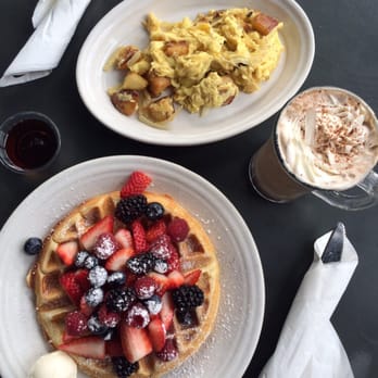 Cafe Borrone - #1, Belgian waffle, and a frosted mocha :) - Breakfast & Brunch Near Me - Menlo Park, California