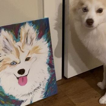 Howlin’ at the Moon Bakery - My pup "admiring" her self portrait? - Pet Stores Near Me - Winston-Salem, North Carolina Howlin’ at the Moon Bakery - My pup "admiring" her self portrait? - Pet Stores Near Me - Winston-Salem, North Carolina