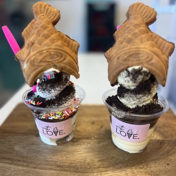 With Love, - Milk ice cream with nutella filled taiyaki and Oreo/sprinkles for toppings - Ice Cream & Frozen Yogurt Near Me - San Gabriel, California