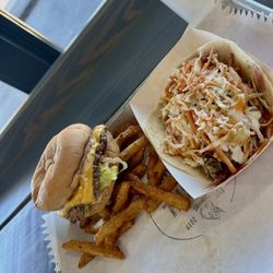 Coastal Plain Barbecue - Livvy burger, Fries, Pork taco