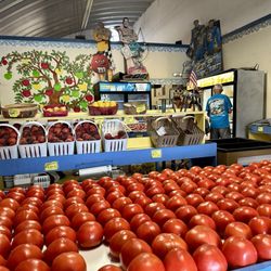 Alice's Produce Market - Inside with part of the produce selection, July 2024.