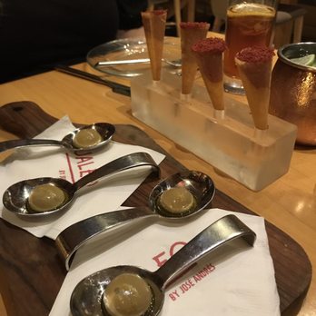 Jaleo - Aceitunas 'Ferran Adrià' and Cono de mermelada de tomate y queso de cabra - Spanish Near Me - Washington, DC, District of Columbia