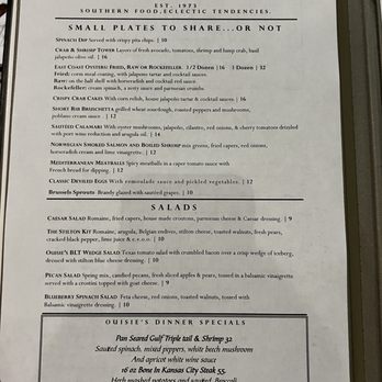 Ouisie's Table - Dinner menu - New American Near Me - Houston, Texas