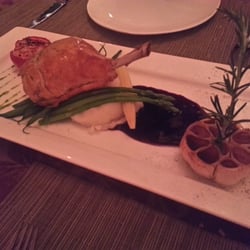 Le Marron - Lamb Wellington Stuffed Duck Confit and Prosciutto with Garlic and Thyme Jus