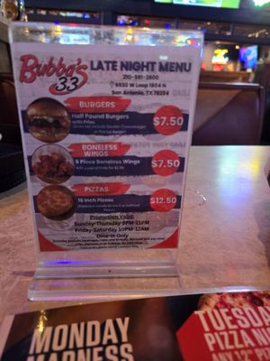 Menu photo 4 Bubba's 33 San Antonio, TX