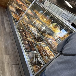 Display case of donuts Display case of donuts