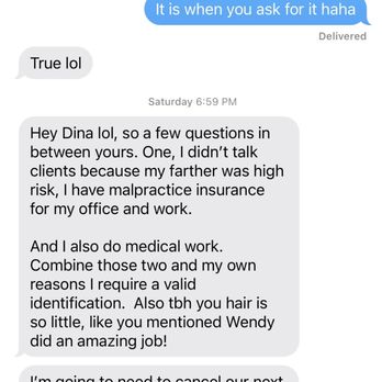 Electrolysis By Fara - Text convo if you can call it that - Laser Hair Removal Near Me - San Marcos, California