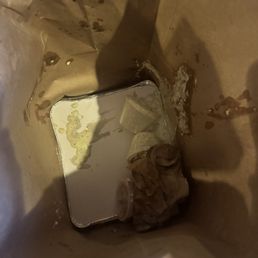 Sauce spilled in the bag Sauce spilled in the bag