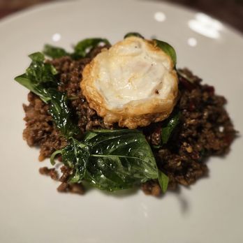 Mae Chan Thai Cuisine - Beef Larb with Fried Egg - Thai Near Me - Forest Hills, New York Mae Chan Thai Cuisine - Beef Larb with Fried Egg - Thai Near Me - Forest Hills, New York