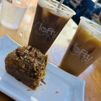 Lofty Coffee - Banana bread, aztec mocha and caramel latte - Coffee & Tea Near Me - San Diego, California