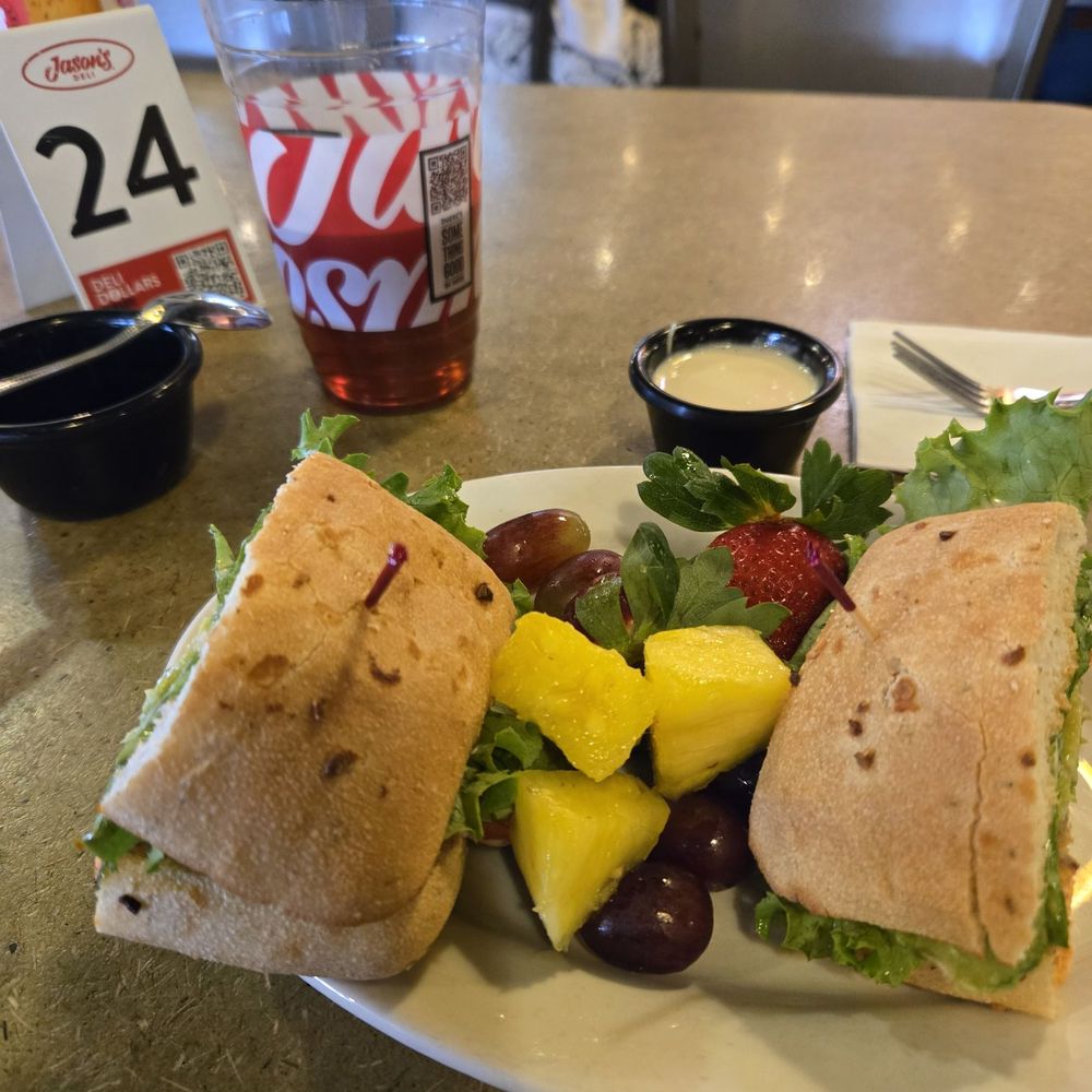 My salmon sandwich with fruit and the cup I request for my ice cream treat My salmon sandwich with fruit and the cup I request for my ice cream treat