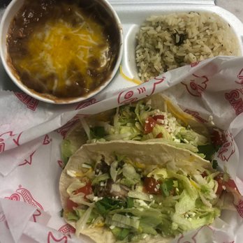 Fuzzy's Taco Shop - Refried Beans, Cilantro-Lime Rice, Carnitas Taco, Shredded Chicken Taco - Mexican Near Me - Altamonte Springs, Florida