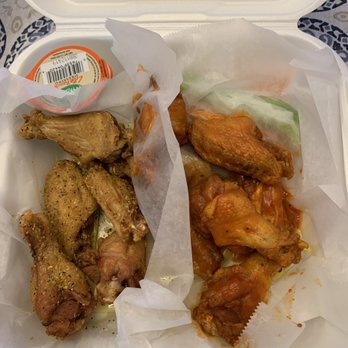 Express Wing and More - Lemon pepper on left, medium on right - American Near Me - Alpharetta, Georgia Express Wing and More - Lemon pepper on left, medium on right - American Near Me - Alpharetta, Georgia