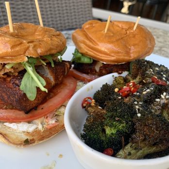Nick's On 2nd - Blackened Fish Sandwich with broccoli (delicious) - New American Near Me - Long Beach, California Nick's On 2nd - Blackened Fish Sandwich with broccoli (delicious) - New American Near Me - Long Beach, California