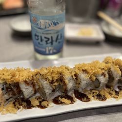 Sushi Sawa - Spicy crunch roll ($13.95) and Soju ($15.95)