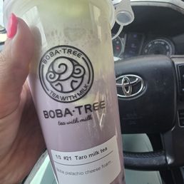 Taro boba pistachio cream foam Taro boba pistachio cream foam