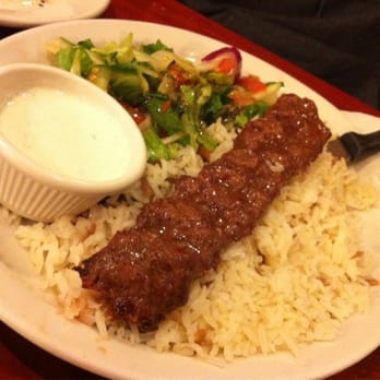 Kebab House - Lamb kebob with rice pilaf and salad - Mediterranean Near Me - Bensenville, Illinois