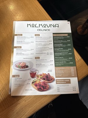 Menu photo 1 Kolkovna Celnice Prague, PR Menu photo 1 Kolkovna Celnice Prague, PR