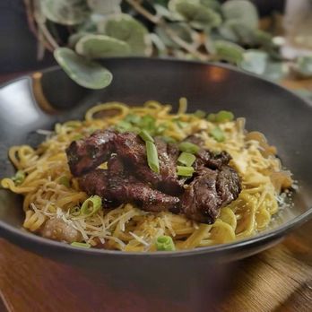 The Brick Kitchen + Lounge - Garlic noodles with steak - Beer Bar Near Me - Renton, Washington The Brick Kitchen + Lounge - Garlic noodles with steak - Beer Bar Near Me - Renton, Washington