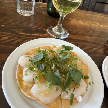 Found Oyster - Scallop tostada - Seafood Near Me - Los Angeles, California