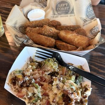 Left Coast Brewing - Brussels sprouts and fried pickles - Distilleries Near Me - Ontario, California