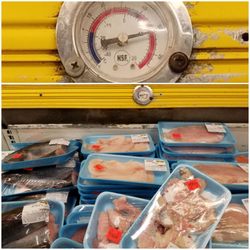 Food 4 Less - Not safe @51 degrees Fahrenheit indicated. Bacteria grows at a much faster rate anything above 40 degrees Fahrenheit.