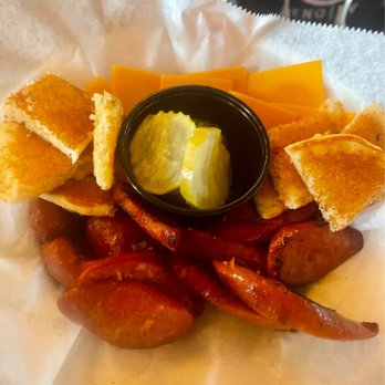 Puckett's Restaurant - Jalapeño pancake, sausage, pickles and cheese - Barbeque Near Me - Columbia, Tennessee Puckett's Restaurant - Jalapeño pancake, sausage, pickles and cheese - Barbeque Near Me - Columbia, Tennessee