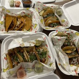 Al pastor, asada, and birria tacos Al pastor, asada, and birria tacos
