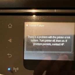 HP printer failure error after installing new HP ink cartridges purchased from Office Depot. HP printer failure error after installing new HP ink cartridges purchased from Office Depot.