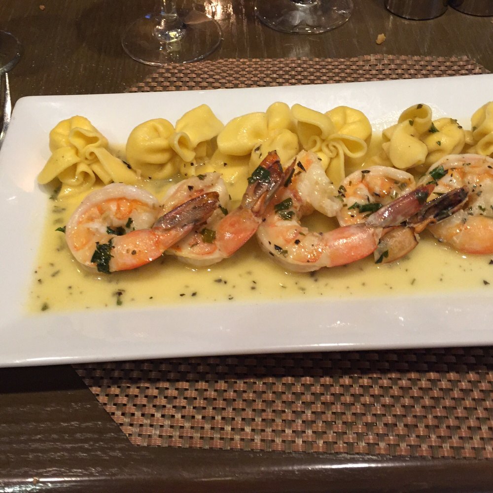 Bistro 72 - My entree - shrimp scampi with beggar's purse pasta. - American Near Me - Riverhead, New York Bistro 72 - My entree - shrimp scampi with beggar's purse pasta. - American Near Me - Riverhead, New York