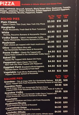 Menu photo 2 Saba's Pizza Upper East New York, NY Menu photo 2 Saba's Pizza Upper East New York, NY