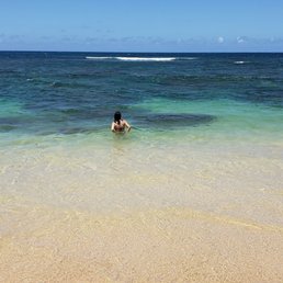 The clear green beach!