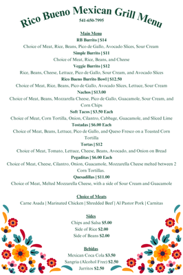 Menu photo 1 Rico Bueno Mexican Grill Eugene, OR