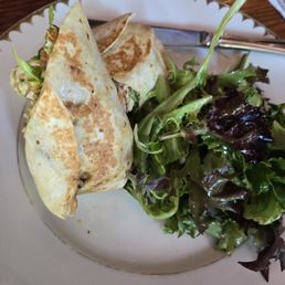Chicken burrito with salad